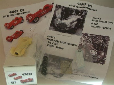 Kit Ferrari 166 SC Semiaereodinamica Mille Miglia 1949 - 1951 / Coppa Dolomiti 1949 (3 versioni - 3 version) Resin kit 1:43